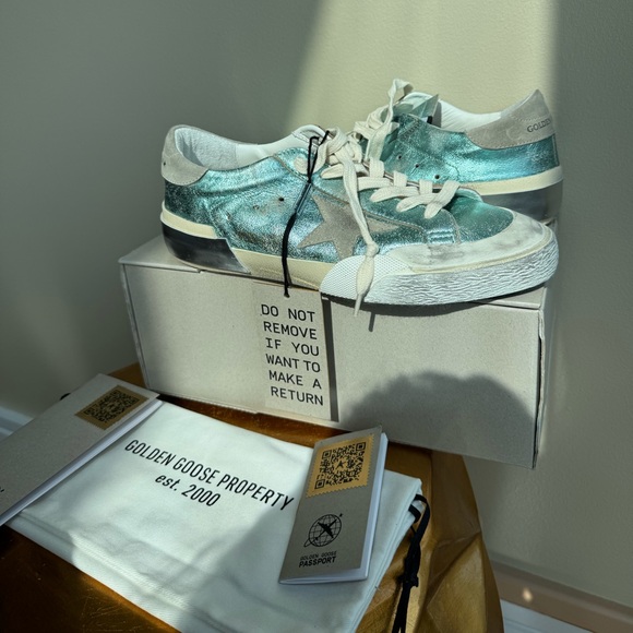 NWT Golden Goose Superstar Vintage Laminated Sneaker, Mint/teal, Size 39 (US 9) - Picture 17 of 17